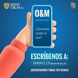 ¿Cómo puedo cambiar mi clave? ⁉ ¿Cómo acceder a la plataforma #OYMAS? ⁉ ¿Y si ya olvidé mi contraseña? 😱 Estamos para ayudarte a aclarar cualquier duda que se presente. 😉 Sólo tienes que enviarnos un mail al siguiente correo: soporte.cte@udoym.edu.do 📧 #UniversidadOYM #SomosOYM #SoporteTécnico #ComunidadOmeyana | Universidad Dominicana O&M