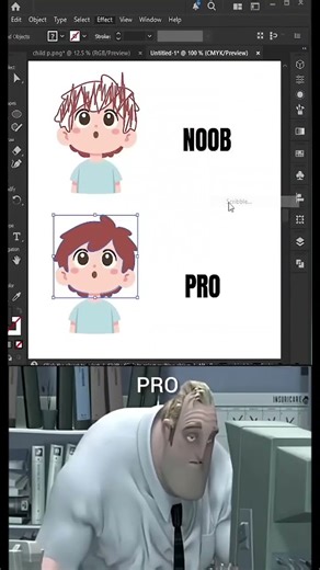 Make Strand Hair in Adobe illustrator #illustrator #shorts #meme