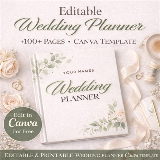 Editable Wedding Planner Template | Printable Wedding Planner | 100  Pages | Budget, Checklist & Timeline | Canva | Digital - Etsy