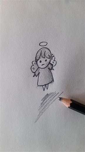 Cute Cartoon Angel Drawing Tutorial | Easy Step by Step 😇✨ #art #shorts #foryou #angel #satisfying