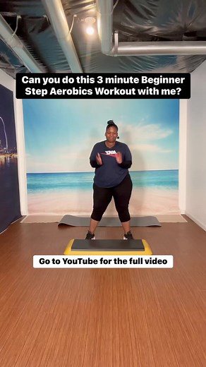Can you do this 3 minute Beginner Step Aerobics Workout with me? #thickchickfitness #beginnerstepclass #beginnerstepaerobics #stepaerobics #cardioworkout #cardiofitness #weightloss #burncalories | Trina T-Will Williams