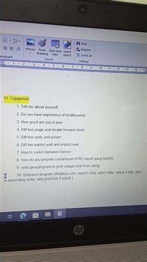 Java selenium automation test engineer interview questions asked by Capgemini