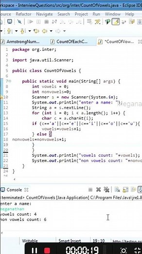 count of vowels in a string| Java program