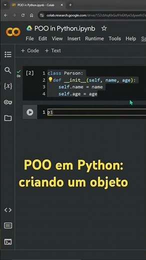 POO em Python: criando um objeto #programação #aprenderpython #python #pythonlearning #pythonoop