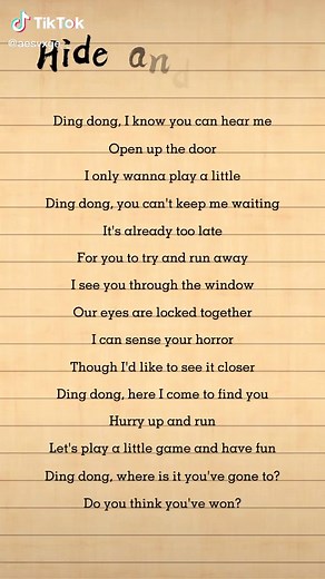 Hide and Seek Song Lyrics: Ding Dong I Know You Can Hear Me