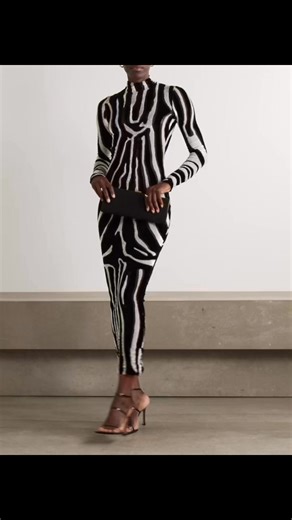 Zebra-Print Jersey Midi Dress BALMAIN #balmain | Womenwithmagicestilo