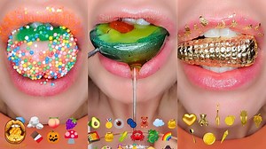 ASMR satisfying eating sounds, 8 minute mashup compilation some of my most recent satisfying emoji food eating videos, perfect for relaxing & sleep. If you want me to make more longer compilation emoji food challenge videos for sleep & relaxation, let me know in the comments. | Satisfying Lips