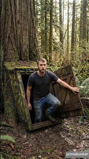 I built a SECRET bunker under a tree stump! 🐻