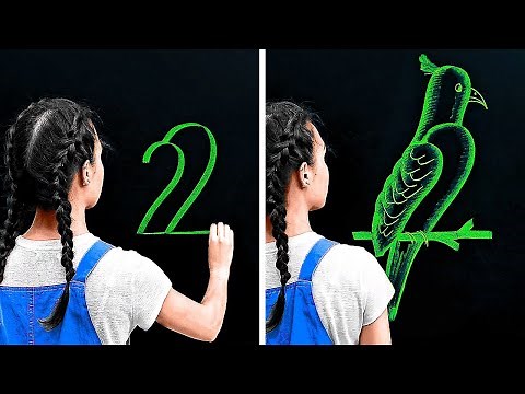 Einfaches Zeichnen an der Schultafel || Zeichnungstricks für Anfänger