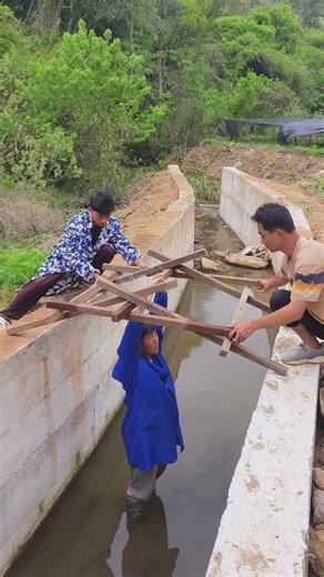 A marching bridge constructed with wood