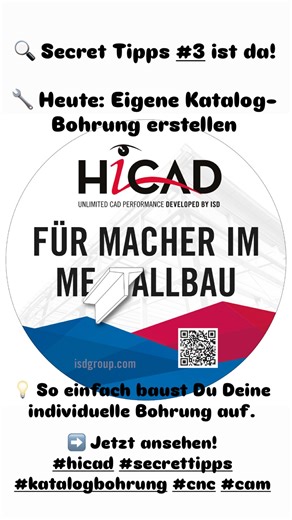 Martin Urlass - Stahlbau CAD on Instagram: "🎬 HiCAD Secret Tipps #3 (Teil 1) Eigene Katalog-Bohrung erstellen In diesem Teil zeige ich, wie eine individuelle Katalog-Bohrung aufgebaut wird - Schritt für Schritt und mit praxisnahen Hinweisen. Damit lassen sich wiederkehrende Bohrungen zeitsparend anlegen, sauber strukturieren und flexibel anpassen. Du erfährst: - welche Parameter relevant sind - wie Du sauber Strukturen im Katalog anlegst - wie Du typische Fehler vermeidest - wie Du Bohrungen ef