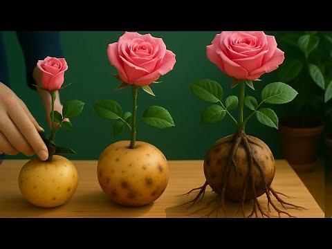 Stick a rose in a potato/ Rose grows 99 roots overnight
