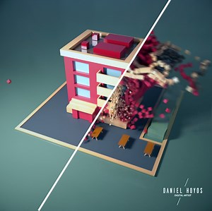 Voxel house destruction, Daniel Hoyos