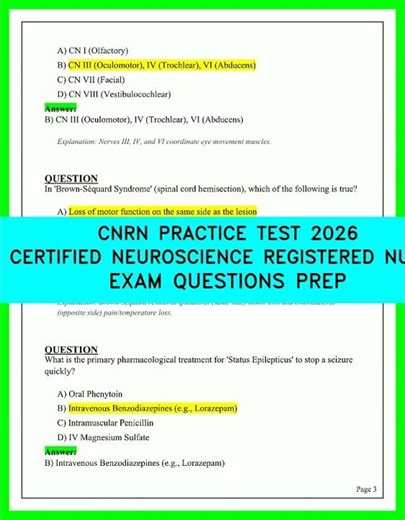CNRN PRACTICE TEST 2026 Certified Neuroscience Registered Nurse Exam Questions & Prep Guide 2026