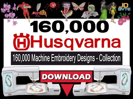 160,000 HUSQVARNA VIKING Machine Embroidery Designs Collection: HUS Format (download) - Etsy