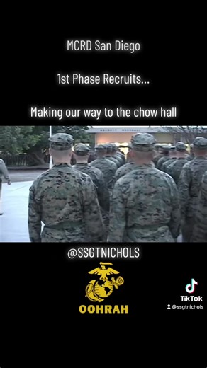 10K views · 259 reactions | 1st Phase Recruits going to the Chow Hall / Mess Hall! #mcrd #marine #militarytraining #drillinstructors #marinecorps #mcrdsandiego #mcrdparrisisland #ssgtnichols #military #drillinstructor #usmc #recruittraining #bootcamp #devildogs #armedforces #soldiers #costies #airman #navy #coastguard #sailors #armedforces #spaceforce #army #gatekeepers #marines | SSGT NICHOLS | Facebook