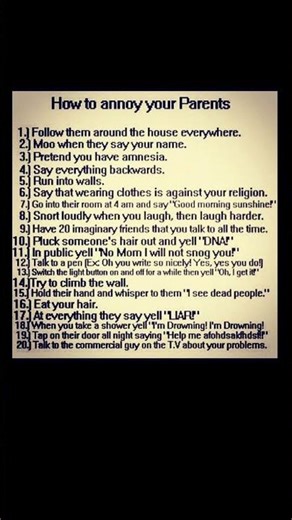 how to annoy your parents in 20 steps | Subscribe for more #motivation 😊👍