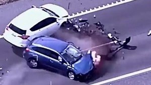 Stolen car filmed spinning into oncoming traffic in horror crash