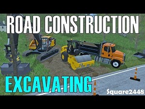Farming Simulator 17 | Road Construction | Excavating | Day 1 | Cat Roller | Ram 3500