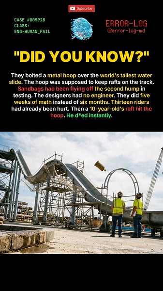 CASE 5928 - Verrückt (2016) The hoop bolted on after testing #shorts #engineering #waterslide