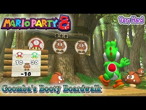 Mario Party 8 - Dry Bones VS Boo VS Blooper VS Yoshi - Goomba's Booty Boardwalk (Very Hard)