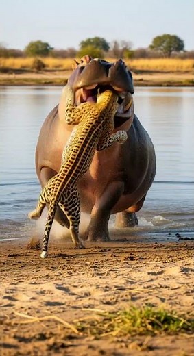 Hippo Smash a Leopard in Seconds Unbelievable Power Clash #wildlife #nature #animals