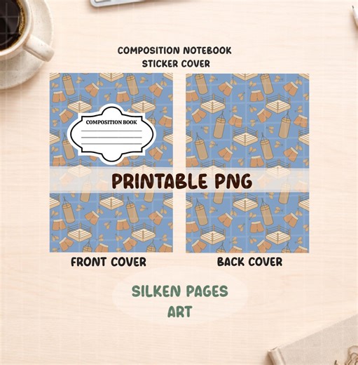 Boxing Composition Notebook Cover PNG | Sports Printable School Notebook Cover | Athlete Digital Download - Etsy