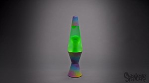 Spencer Gifts Lava® Lamp - 14.5" Aquarelle Afterglow - The Original Motion Lamp - Lime Green Wax and Green Liquid with Colorful Printed Base Exclusive