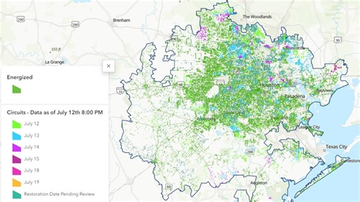 CenterPoint map now shows dates for power restoration across Houston area
