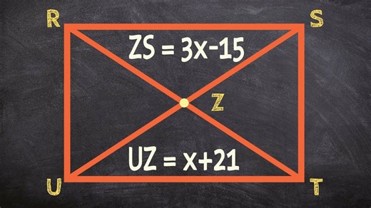 Given the properties of a rectangle, determine the value of x