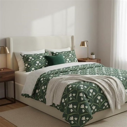 Buy Green Art Nouveau Floral Seamless Pattern🌿#spoonflower #seamlesspattern #artnouveau #patternart