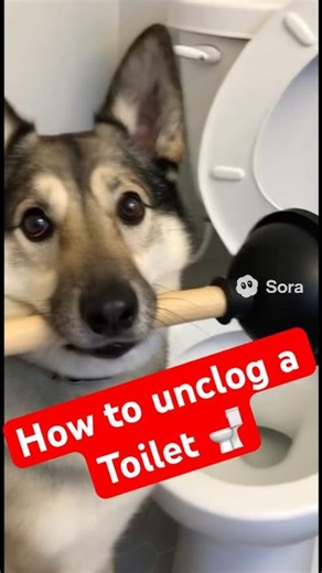 Dogs show how to unclog a toilet 🚽