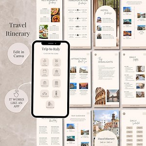 旅行日程表 Canva テンプレート デジタル モバイル 旅行プランナー 編集可能な旅行ガイド テンプレート 旅行 トリップ オーガナイザー 旅行プランナー ブック - Etsy 日本
