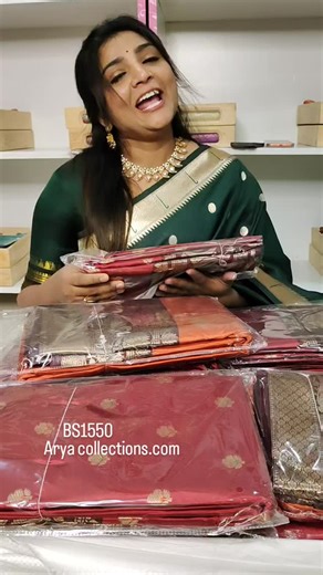 BOMMA SUSHMA on Instagram: "Code: BS1550 offers price:1550/- Arya Collections ✨ Beautiful designs | Premium quality sarees 🛍️ Orders only through website 🌐 www.aryacollections.com 📍 Gowrelly Junction, Taramathipet, Hayath Nagar – 501505, Ranga Reddy Dist, 🏬 Only One Branch 📞 9481458539 📧 aryacollections9@gmail.com 📝 Order Process: 1️⃣ Go to Google 2️⃣ Type aryacollections.com 3️⃣ Open our official website 4️⃣ Choose your favorite saree 5️⃣ Place your order online 🚚 Delivery Time: 5–6 wor