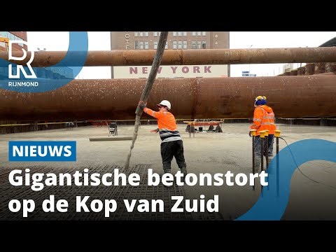 Betonwagens rijden af en aan voor bouw nieuw hotel | Rijnmond