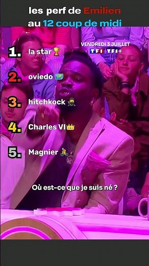 Les perf de Emilien au 12 coup de midi #classement#divertissement #popular#vuralvideo #12coupsdemidi