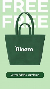 Get our gorgeous green tote FREE with any $55 purchase. It’s the perfect size for all your fave supps… and then some! 💗 Quantities are limited! | Bloom Nutrition