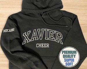 Custom Cheer Embroidered Sweatshirt/hoodie, Cheer Team Apparel, Custom Team Name, Custom Name on Sleeve, Cheer Hoodie, Competition Day Shirt - Etsy UK