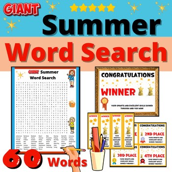 Giant Summer Word Search Worksheet Puzzle Game Activity Resource
