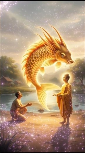 Buddhist Miracle: A Freed Fish Transforms into a Dragon #buddha #motivation #shortvideo