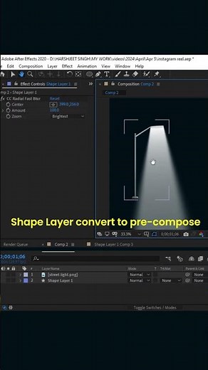 make Light ray in after effect Tutorial #afterefects