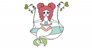 Mermaid and Two Fish coloring page ♥ Free!