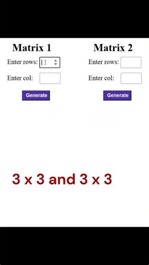 matrix multiplication using JavaScript, html | #coding #javascript #html