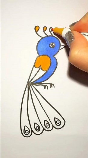 How to draw a colorful peacock | Step by step drawing for kids