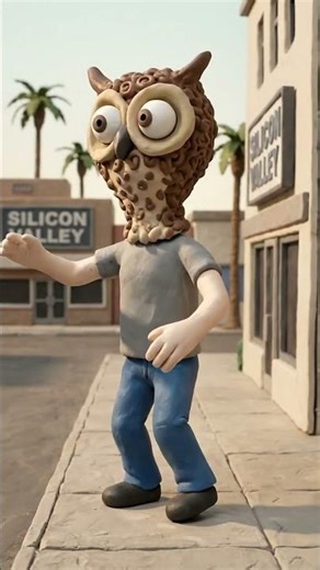 Human.exe glitching... wait for the head spin! 🦉🤖 #glitch #loonyclay