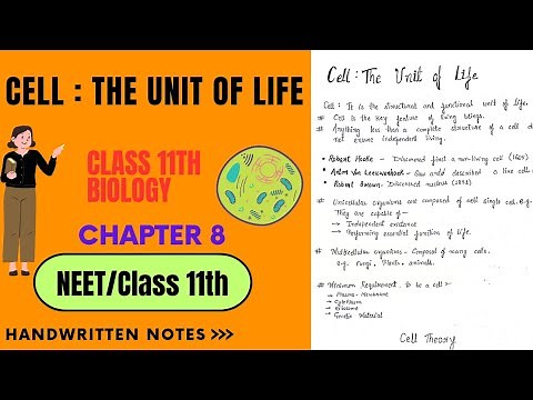 Cell : The Unit Of Life || Class 11th || Biology || Chapter 8 || Handwritten Notes