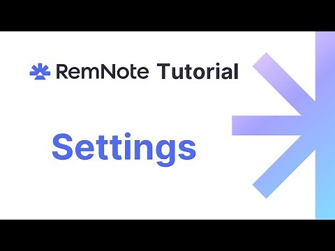 RemNote Tutorial - Settings