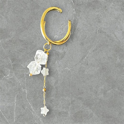 Raw Quartz Ear Cuff, Gold Ear Cuff, Minimalist Crystal Ear Wrap, Dainty Quartz Jewelry, Non Pierced Ear Cuff, Handmade Natural Stone Jewelry - Etsy