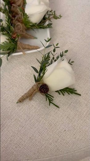 Winter Rose Boutonniere Wrapped in Twine with Pinecone Tutorial