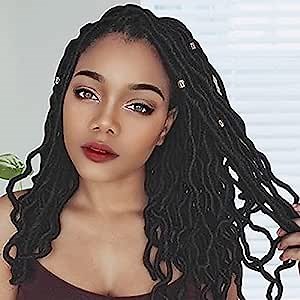 Faux Locs Crochet Hair Gypsy Locs Crochet Hair 18Inch 8 Packs Soft Locs Goddess Faux Locs Crochet Braids Afro Dreads Synthetic Braiding Hair Extensions (1B#)